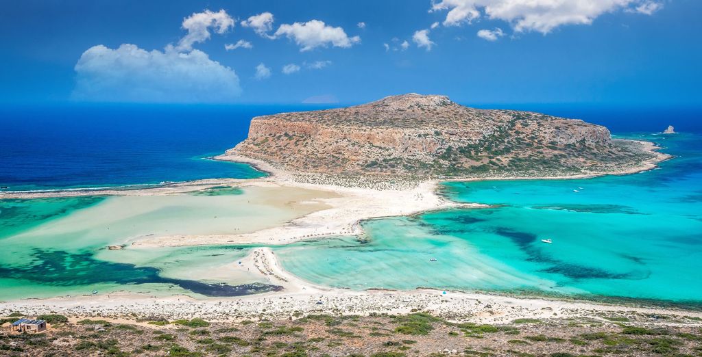 Le lagon de Balos et sa langue de sable, à la pointe nord-ouest de la Crète