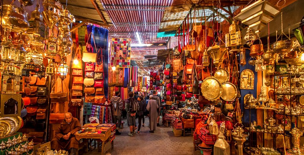 Experience bustling souks in Medina