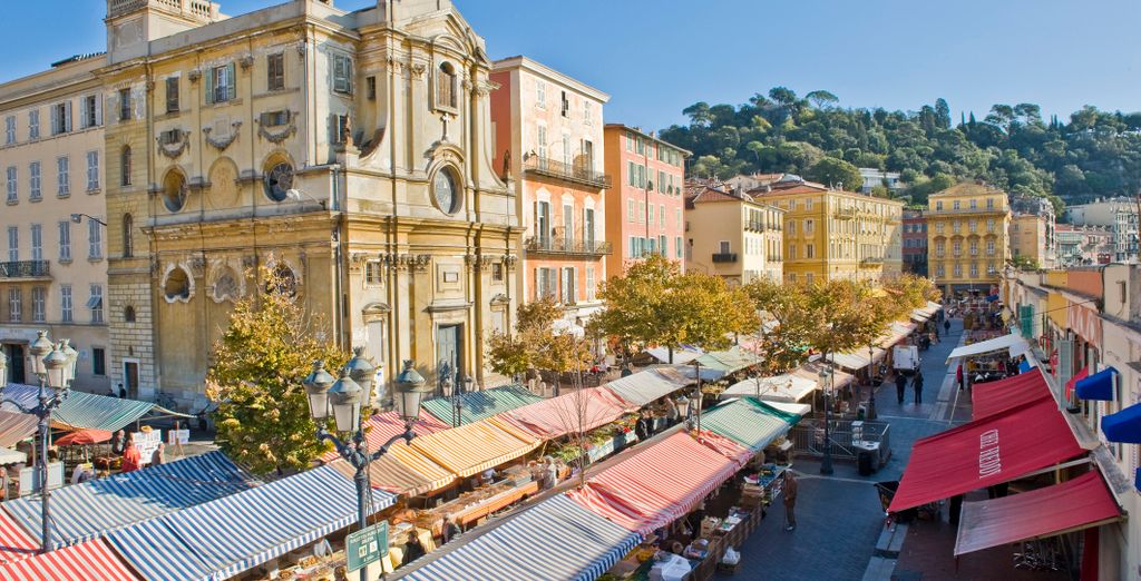 Experience the famous flower market in Nice