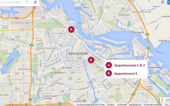 Localisation géographique des 3 appartements