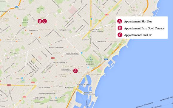 Adresses et situation géographique des 3 appartements